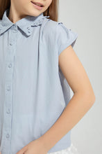 Load image into Gallery viewer, Redtag-Blue-Embroideredellished-Collar-Blouse-Colour:Blue,-Filter:Girls-(2-to-8-Yrs),-Girls-Blouses,-New-In,-New-In-GIR,-Non-Sale,-S22B,-Section:Kidswear-Girls-2 to 8 Years
