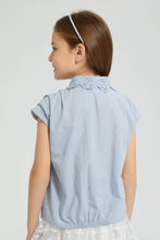 Load image into Gallery viewer, Redtag-Blue-Embroideredellished-Collar-Blouse-Colour:Blue,-Filter:Girls-(2-to-8-Yrs),-Girls-Blouses,-New-In,-New-In-GIR,-Non-Sale,-S22B,-Section:Kidswear-Girls-2 to 8 Years
