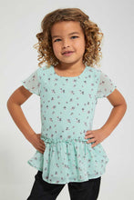 Load image into Gallery viewer, Redtag-Mint-Aop--Peplum-Blouse-Blouses-Girls-2 to 8 Years
