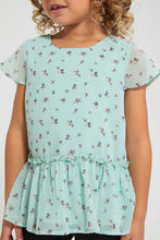 Load image into Gallery viewer, Redtag-Mint-Aop--Peplum-Blouse-Blouses-Girls-2 to 8 Years
