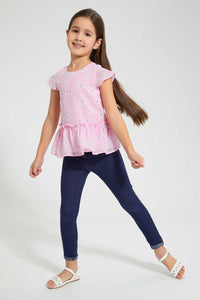 Redtag-Pink-Aop--Peplum-Blouse-Blouses-Girls-2 to 8 Years