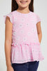 Redtag-Pink-Aop--Peplum-Blouse-Blouses-Girls-2 to 8 Years