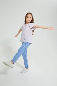 Redtag-Lilac-Yarndyed-Check-With-Shifli-&-Textured-Blouse-Colour:Lilac,-Filter:Girls-(2-to-8-Yrs),-Girls-Blouses,-New-In,-New-In-GIR,-Non-Sale,-S22B,-Section:Kidswear-Girls-2 to 8 Years