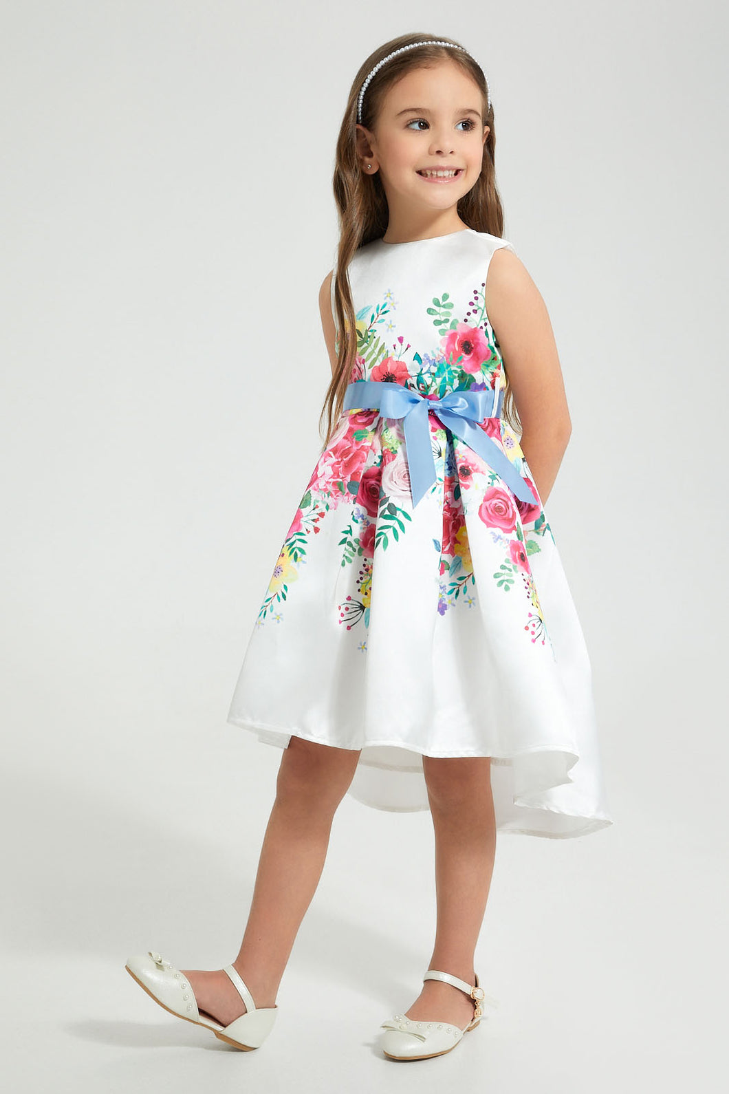 Redtag-White-Printed-Dress-Colour:White,-Filter:Girls-(2-to-8-Yrs),-Girls-Dresses,-New-In,-New-In-GIR,-Non-Sale,-S22A,-Section:Kidswear-Girls-2 to 8 Years