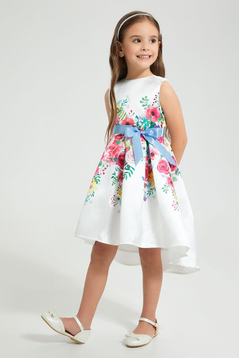 Redtag-White-Printed-Dress-Colour:White,-Filter:Girls-(2-to-8-Yrs),-Girls-Dresses,-New-In,-New-In-GIR,-Non-Sale,-S22A,-Section:Kidswear-Girls-2 to 8 Years