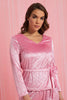 Redtag-Pink-Plain-Velvet-Pyjama-Set-Pyjama-Sets-Women's-