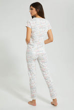 Load image into Gallery viewer, Redtag-Off-White-Star-Printed-Pyjama-Set-Pyjama-Sets-Women's-
