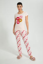 Load image into Gallery viewer, Redtag-Peach-Printed-Pyjama-Set-Colour:Pink,-Filter:Women's-Clothing,-New-In,-New-In-Women,-Non-Sale,-S22A,-Section:Women,-Women-Pyjama-Sets-Women's-
