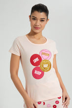 Load image into Gallery viewer, Redtag-Peach-Printed-Pyjama-Set-Colour:Pink,-Filter:Women's-Clothing,-New-In,-New-In-Women,-Non-Sale,-S22A,-Section:Women,-Women-Pyjama-Sets-Women's-
