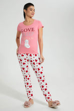 Load image into Gallery viewer, Redtag-Pink-Printed-Pyjama-Set-Colour:Pink,-Filter:Women's-Clothing,-New-In,-New-In-Women,-Non-Sale,-S22A,-Section:Women,-Women-Pyjama-Sets-Women's-
