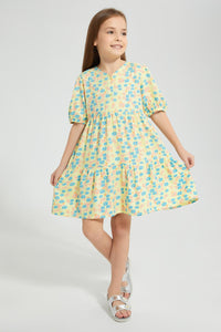 Redtag-Blue-Front-Placket-Printed-Dress-Colour:Blue,-Filter:Girls-(2-to-8-Yrs),-Girls-Dresses,-New-In,-New-In-GIR,-Non-Sale,-S22A,-Section:Kidswear-Girls-2 to 8 Years