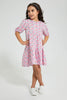 Redtag-Pink-Front-Placket-Printed-Dress-Colour:Pink,-Filter:Girls-(2-to-8-Yrs),-Girls-Dresses,-New-In,-New-In-GIR,-Non-Sale,-S22A,-Section:Kidswear-Girls-2 to 8 Years
