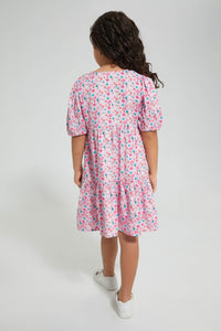 Redtag-Pink-Front-Placket-Printed-Dress-Colour:Pink,-Filter:Girls-(2-to-8-Yrs),-Girls-Dresses,-New-In,-New-In-GIR,-Non-Sale,-S22A,-Section:Kidswear-Girls-2 to 8 Years