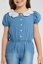 تنزيل الصورة على معرض الصور، Redtag-Denim-Lace-Collar-Jumpsuit-Colour:Denim,-Filter:Girls-(2-to-8-Yrs),-Girls-Jumpsuits,-New-In,-New-In-GIR,-Non-Sale,-S22A,-Section:Kidswear-Girls-2 to 8 Years
