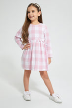 تنزيل الصورة على معرض الصور، Redtag-Pink-Check-Dress-Dresses-Girls-2 to 8 Years
