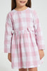 Redtag-Pink-Check-Dress-Dresses-Girls-2 to 8 Years