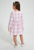 Redtag-Pink-Check-Dress-Dresses-Girls-2 to 8 Years