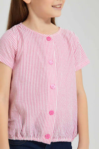 Redtag-Pink-Striped-Button-Down-Blouse-Colour:Pink,-Filter:Girls-(2-to-8-Yrs),-Girls-Blouses,-New-In,-New-In-GIR,-Non-Sale,-S22B,-Section:Kidswear-Girls-2 to 8 Years