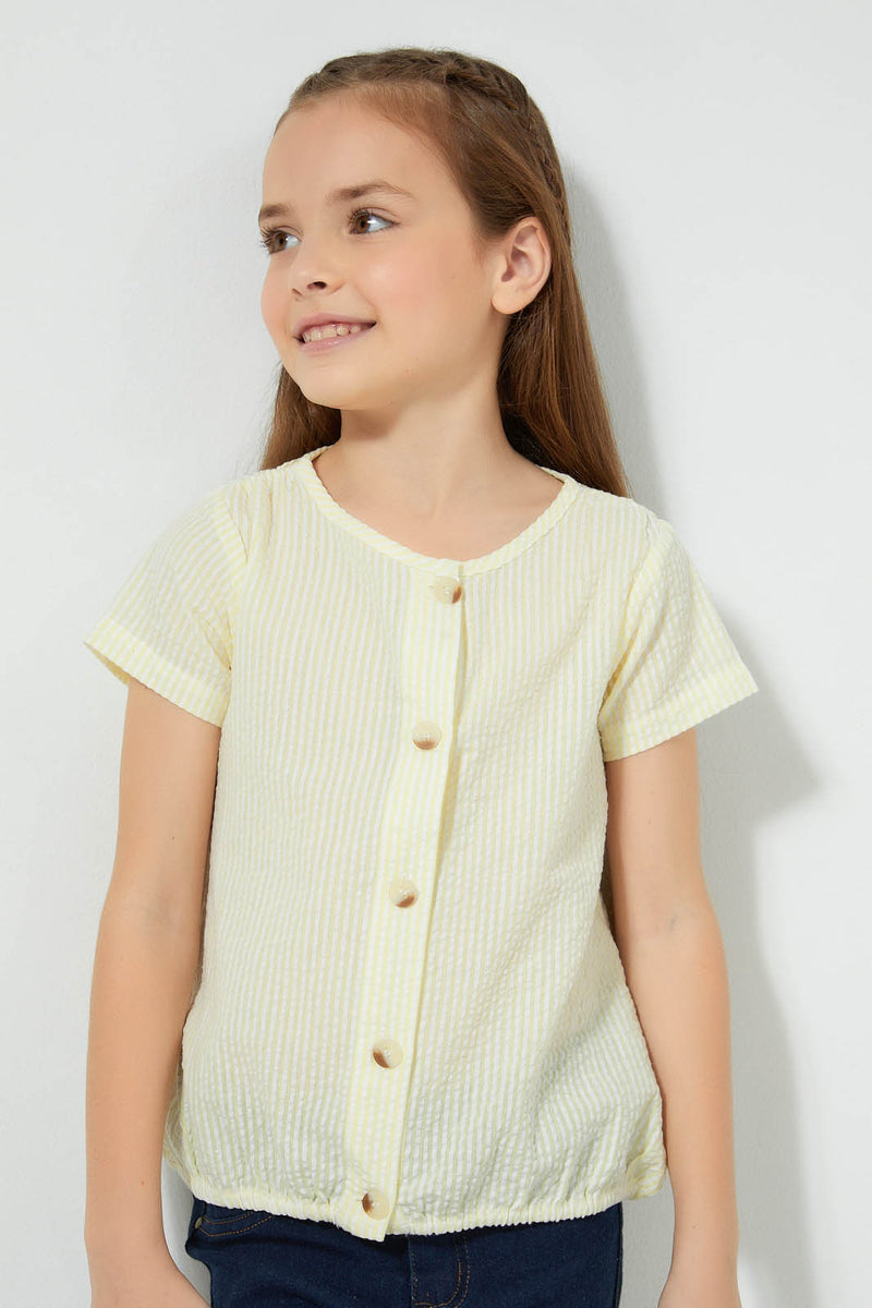 Redtag-Yellow-Striped-Button-Down-Blouse-Colour:Yellow,-Filter:Girls-(2-to-8-Yrs),-Girls-Blouses,-New-In,-New-In-GIR,-Non-Sale,-S22B,-Section:Kidswear-Girls-2 to 8 Years