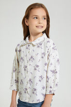Load image into Gallery viewer, Redtag-Cream-Cotton-Twill-Floral-Print-Blouse-Blouses-Girls-2 to 8 Years
