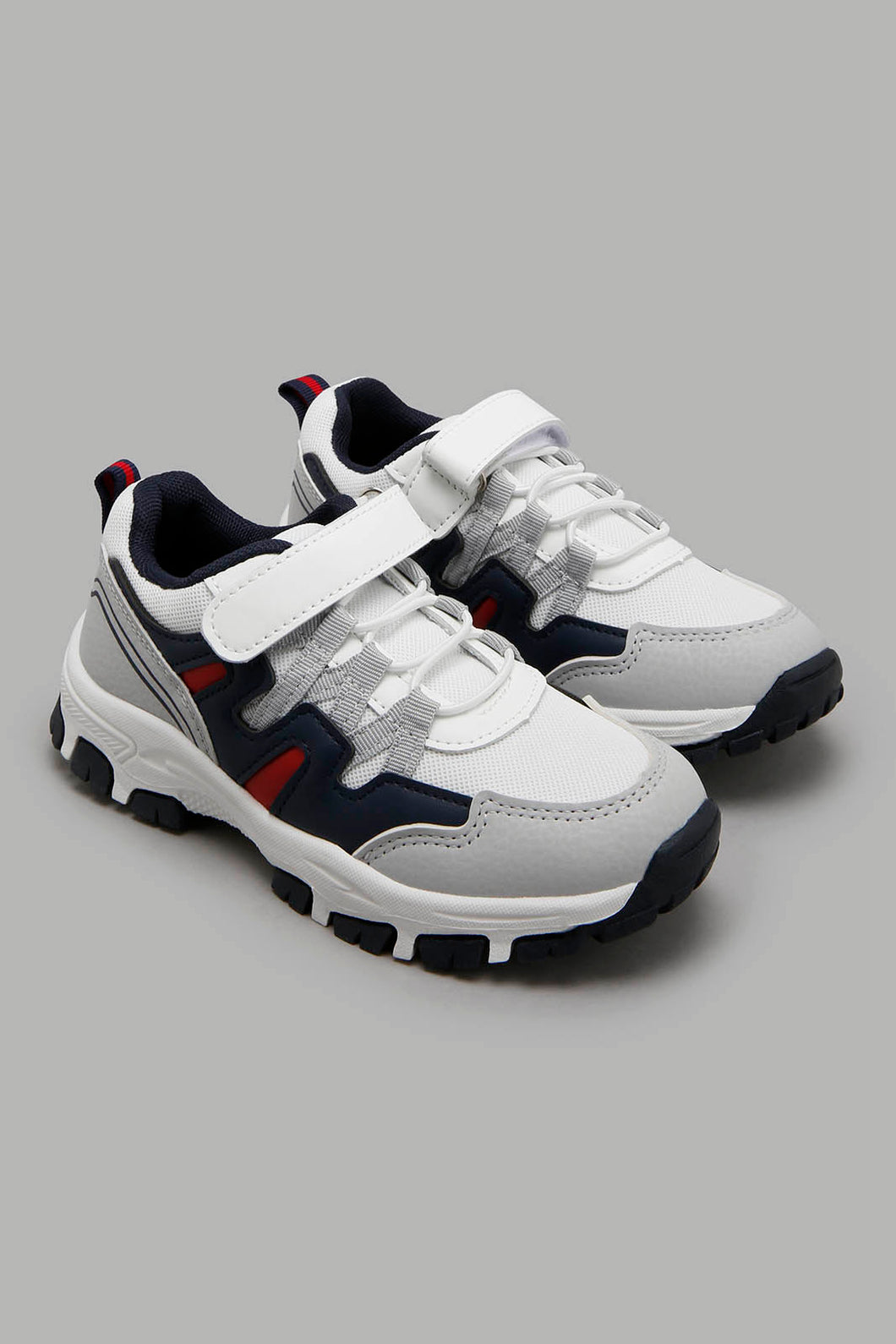 Redtag-White-Colour-Block-Trekker-Sneakers-Boys-3 to 5 Years