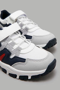 Redtag-White-Colour-Block-Trekker-Sneakers-Boys-3 to 5 Years