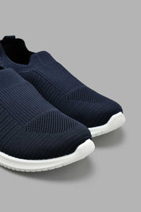 Redtag-Navy-Knit-Slip-On-BSR-Trainers,-Colour:Navy,-Filter:Boys-Footwear-(5-to-14-Yrs),-New-In,-New-In-BSR-FOO,-Non-Sale,-S22A,-Section:Kidswear-Senior-Boys-5 to 14 Years