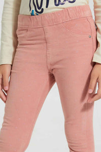 Redtag-Pink-Printed-Jegging-Jeggings-Girls-2 to 8 Years