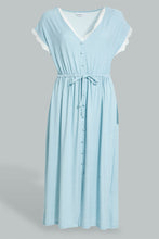 Load image into Gallery viewer, Redtag-Blue-Polka-Printed-Nightgown-Colour:Blue,-Filter:Women&#39;s-Clothing,-New-In,-New-In-Women,-Non-Sale,-S22A,-Section:Women,-Women-Nightgowns-Women&#39;s-
