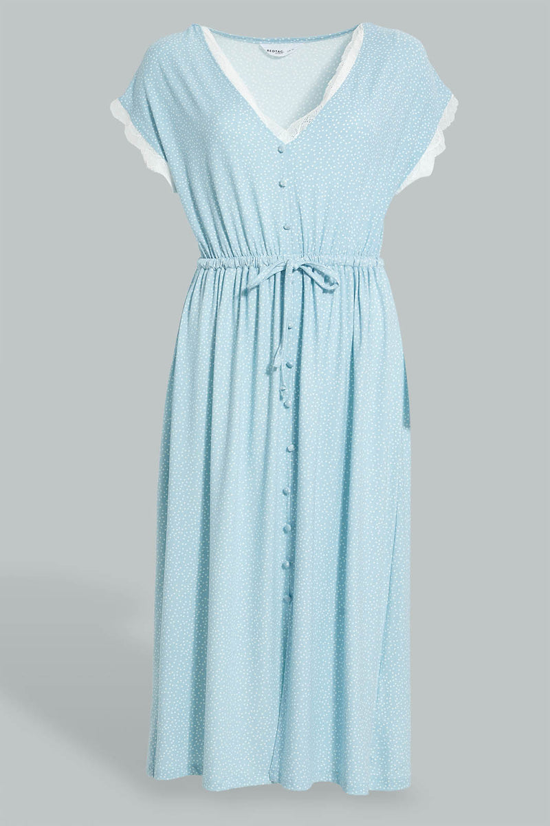 Redtag-Blue-Polka-Printed-Nightgown-Colour:Blue,-Filter:Women's-Clothing,-New-In,-New-In-Women,-Non-Sale,-S22A,-Section:Women,-Women-Nightgowns-Women's-