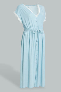 Redtag-Blue-Polka-Printed-Nightgown-Colour:Blue,-Filter:Women's-Clothing,-New-In,-New-In-Women,-Non-Sale,-S22A,-Section:Women,-Women-Nightgowns-Women's-