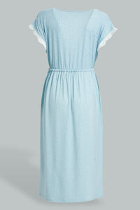 Redtag-Blue-Polka-Printed-Nightgown-Colour:Blue,-Filter:Women's-Clothing,-New-In,-New-In-Women,-Non-Sale,-S22A,-Section:Women,-Women-Nightgowns-Women's-