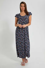 تنزيل الصورة على معرض الصور، Redtag-Navy-Floral-Printed-Nightgown-Nightgowns-Women's-
