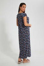 تنزيل الصورة على معرض الصور، Redtag-Navy-Floral-Printed-Nightgown-Nightgowns-Women's-
