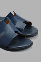 Load image into Gallery viewer, Redtag-Navy-H-Strap-Slide-Sandal-Slides-Senior-Boys-5 to 14 Years
