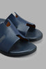 Redtag-Navy-H-Strap-Slide-Sandal-Slides-Senior-Boys-5 to 14 Years