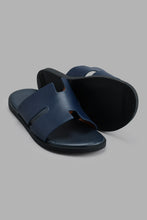 Load image into Gallery viewer, Redtag-Navy-H-Strap-Slide-Sandal-Slides-Senior-Boys-5 to 14 Years
