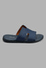 Redtag-Navy-H-Strap-Slide-Sandal-Slides-Senior-Boys-5 to 14 Years