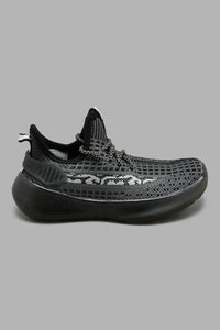 Redtag-Black-Translucent-Sole-Knit-Sneaker-Boys-Trainers,-Colour:Black,-Filter:Boys-Footwear-(3-to-5-Yrs),-New-In,-New-In-BOY-FOO,-Non-Sale,-S22A,-Section:Kidswear-Boys-3 to 5 Years