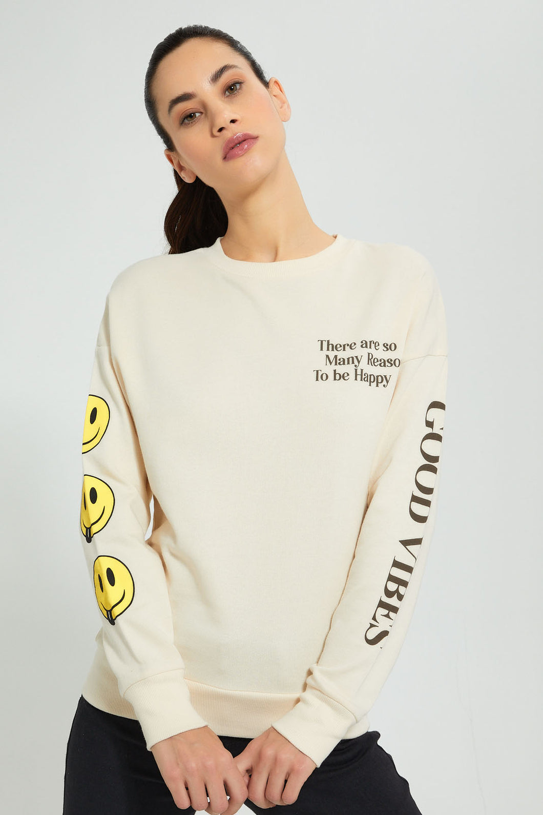 Redtag-Beige-Smiley-Sweatshirt-Sweatshirts-Women's-