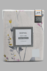 Redtag-Pink-Floral-Printed-Fitted-Sheet-(Single-Size)-Fitted-Sheets-Home-Bedroom-