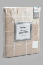 Load image into Gallery viewer, Redtag-Beige-Check-Printed-Fitted-Sheet-(Double-Size)-Fitted-Sheets-Home-Bedroom-
