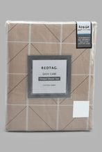 Load image into Gallery viewer, Redtag-Beige-Check-Printed-Fitted-Sheet-(Double-Size)-Fitted-Sheets-Home-Bedroom-
