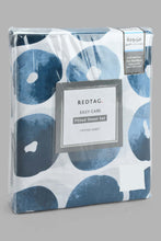 Load image into Gallery viewer, Redtag-Navy-Geometric-Printed-Fitted-Sheet-(Double-Size)-Fitted-Sheets-Home-Bedroom-
