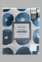 Load image into Gallery viewer, Redtag-Navy-Geometric-Printed-Fitted-Sheet-(Double-Size)-Fitted-Sheets-Home-Bedroom-
