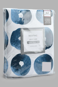 Redtag-Navy-Geometric-Printed-Fitted-Sheet-(King-Size)-Fitted-Sheets-Home-Bedroom-