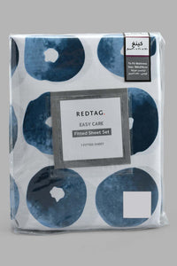Redtag-Navy-Geometric-Printed-Fitted-Sheet-(King-Size)-Fitted-Sheets-Home-Bedroom-