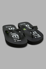 Load image into Gallery viewer, Redtag-Black-Slogan-Print-Slide-Flip-Flops-Senior-Boys-5 to 14 Years
