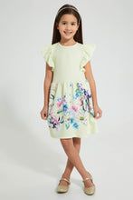 تنزيل الصورة على معرض الصور، Redtag-Yellow-Textured-Printed-Dress-Dresses-Girls-2 to 8 Years
