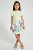 Redtag-Yellow-Textured-Printed-Dress-Dresses-Girls-2 to 8 Years